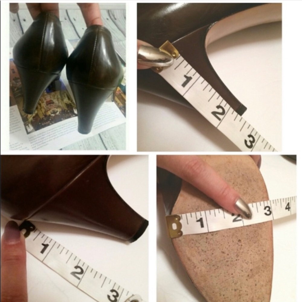 Authentic SALVATORE FERRAGAMO Brown leather pump kitten heels Lizard size 9 - Picture 10 of 10